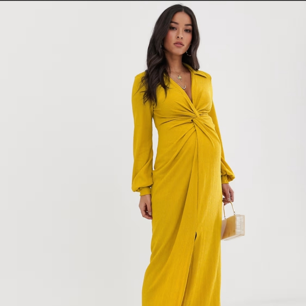 ASOS yellow maternity dress long sleeve